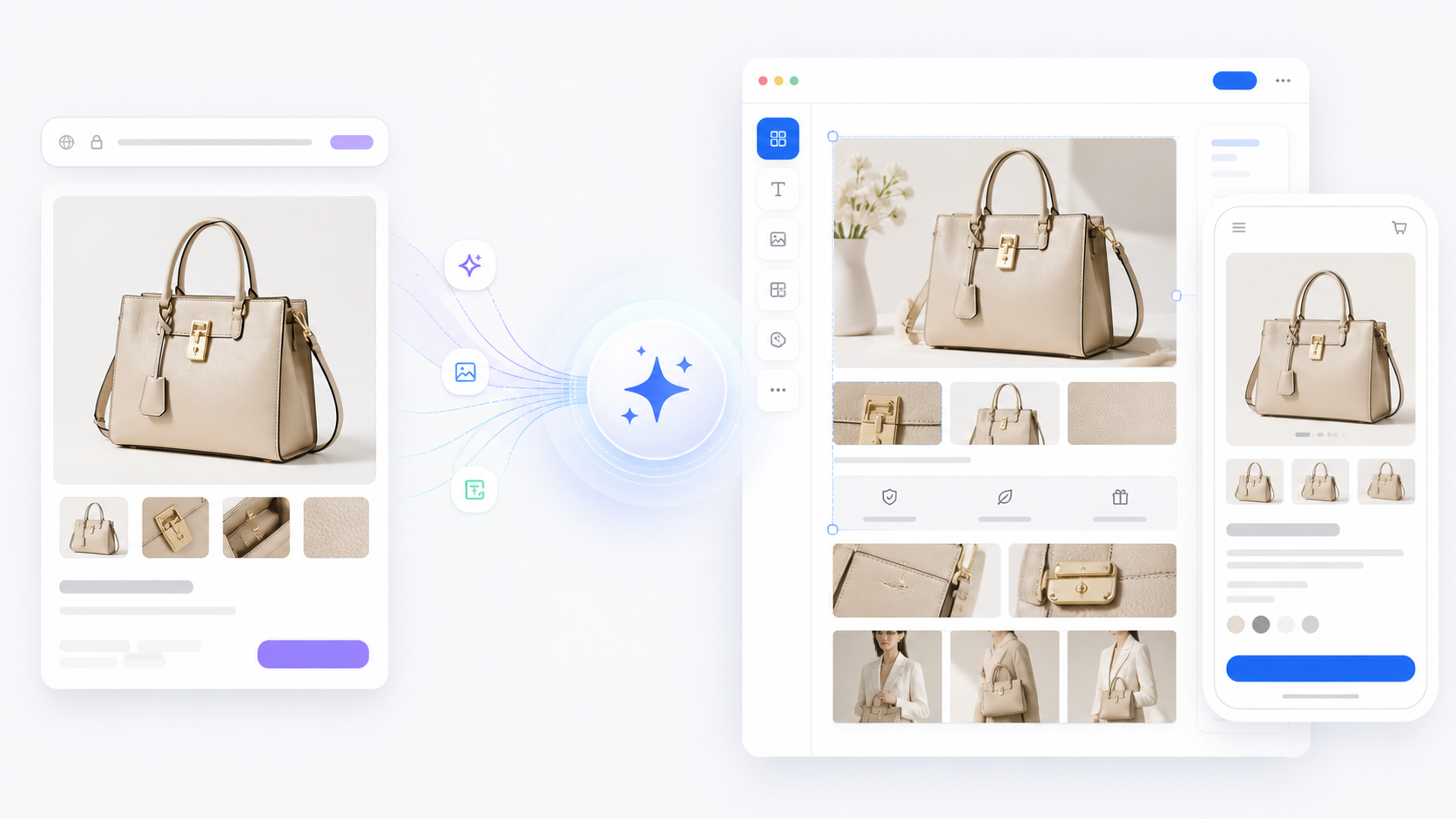 Produs importat care devine o pagină Shopify editabilă în AI Page Builder