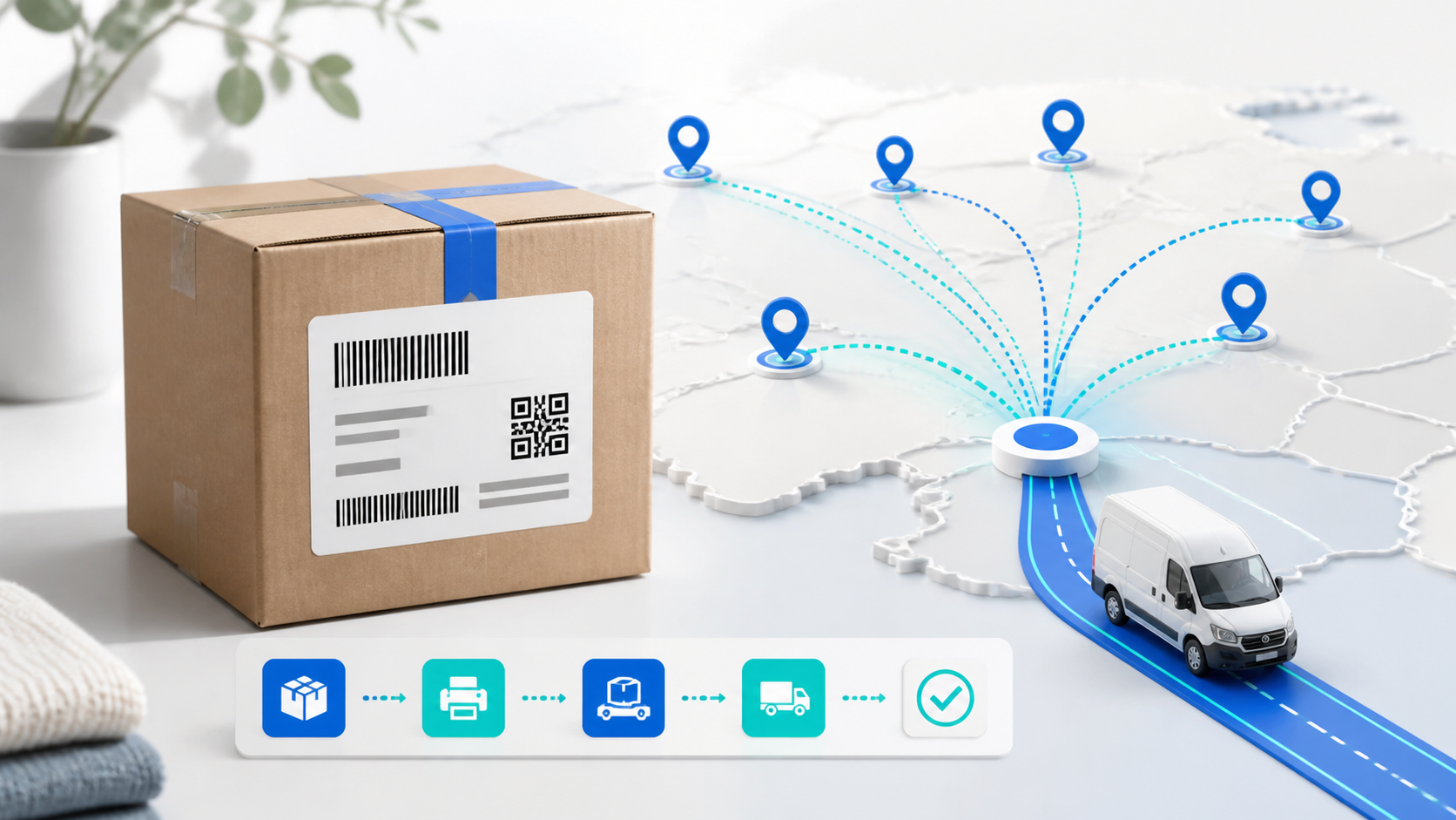Colet și rute logistice conectate către mai mulți curieri
