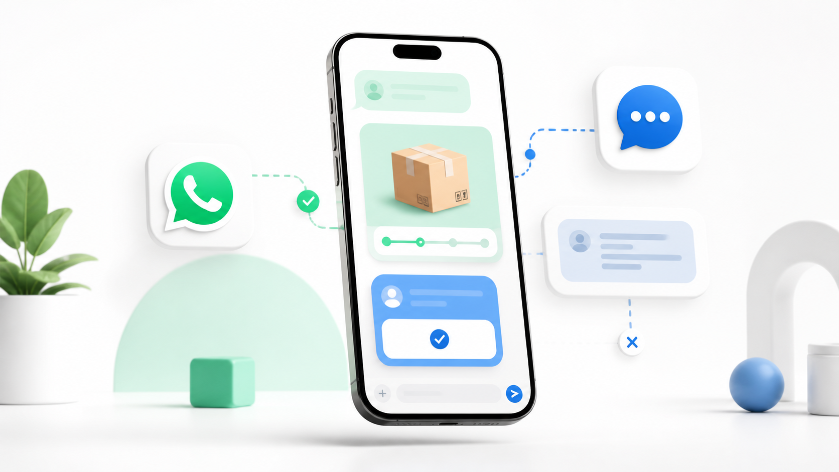 Telefon cu mesaje de confirmare WhatsApp și SMS pentru o comandă