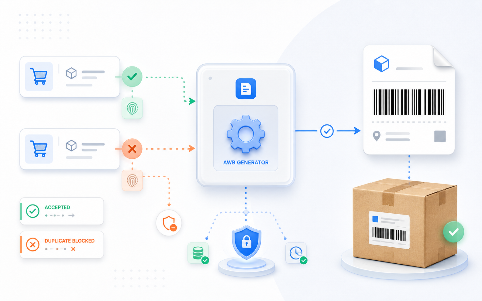 Un singur AWB protejat de duplicate într-un flux automat