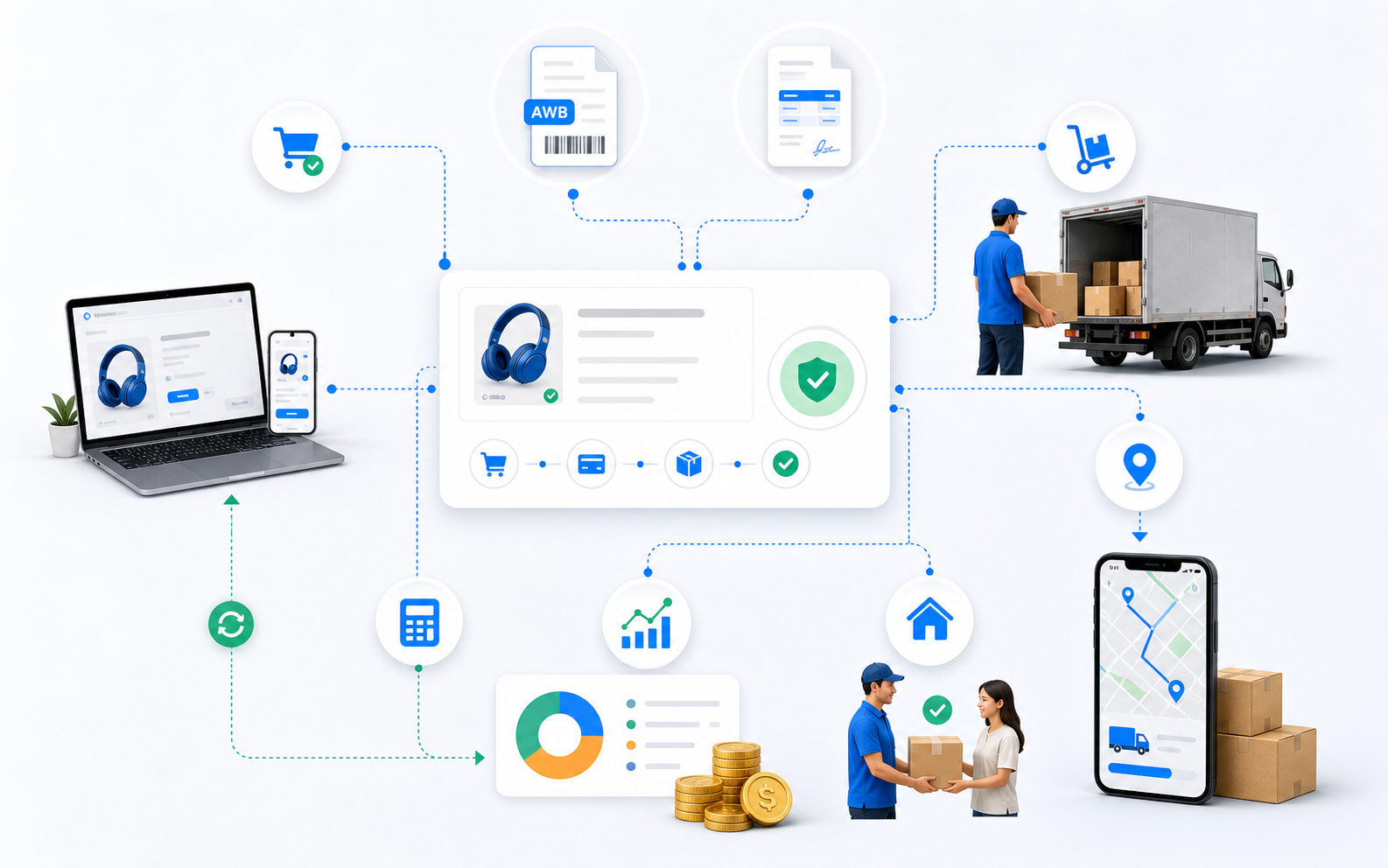 AWB, factură și tracking conectate la aceeași comandă