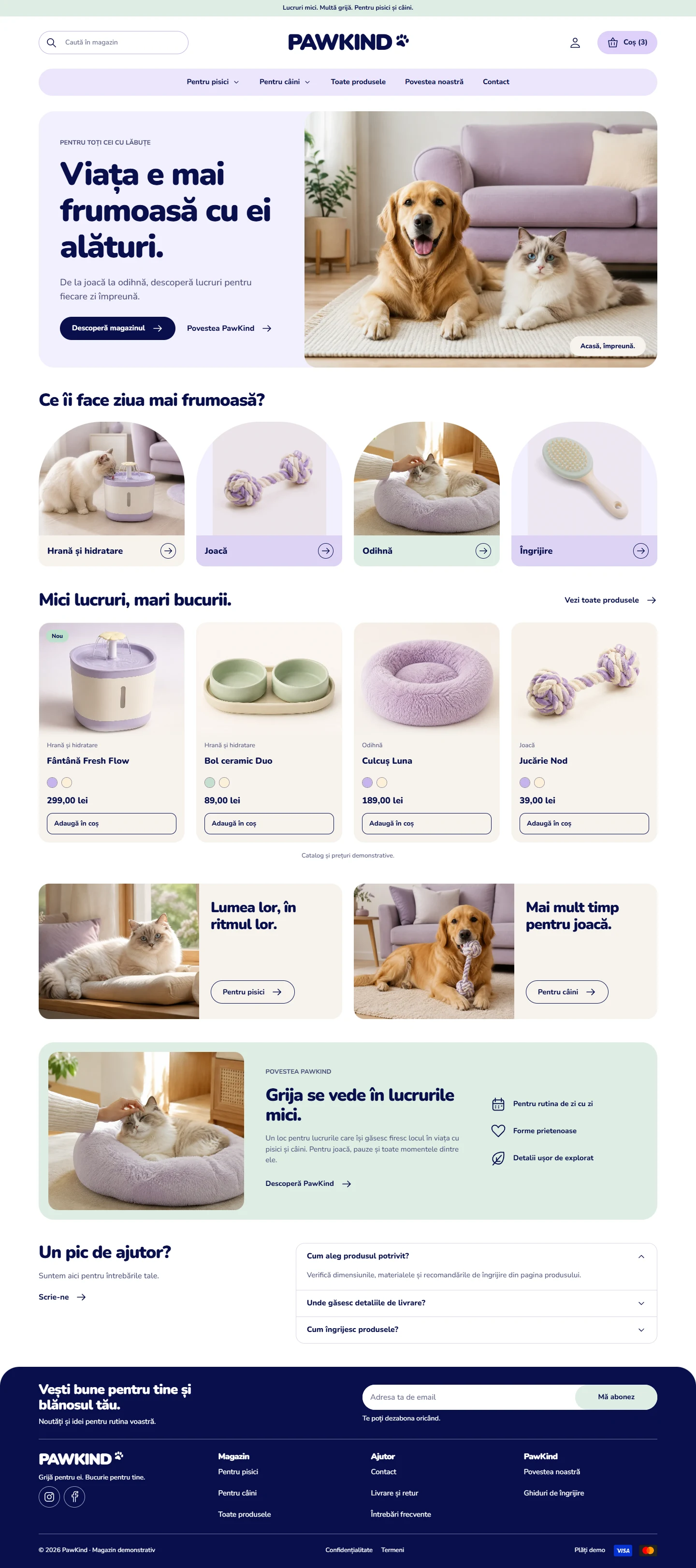 PawKind — design demonstrativ complet