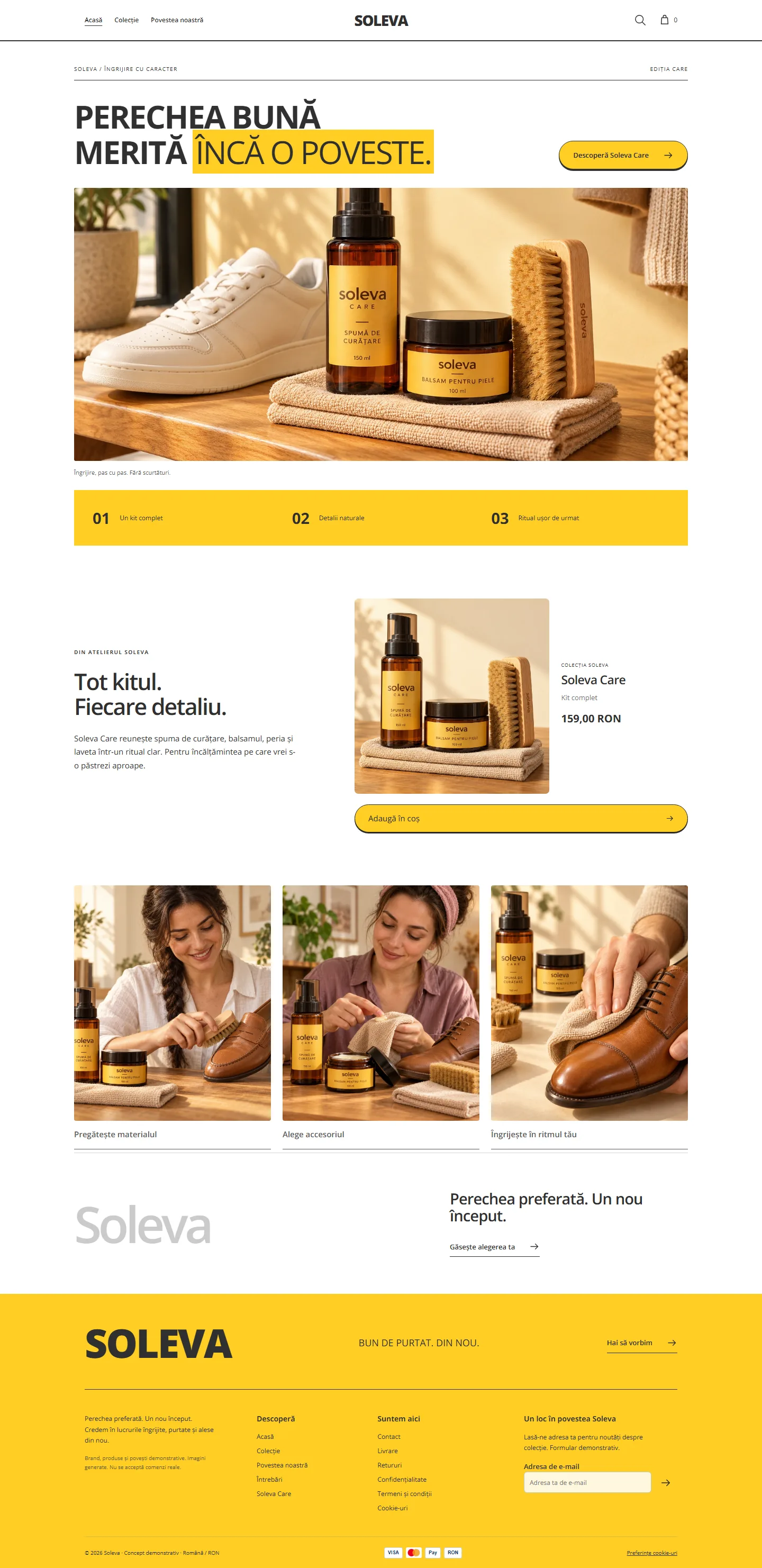 Soleva Care — design demonstrativ complet