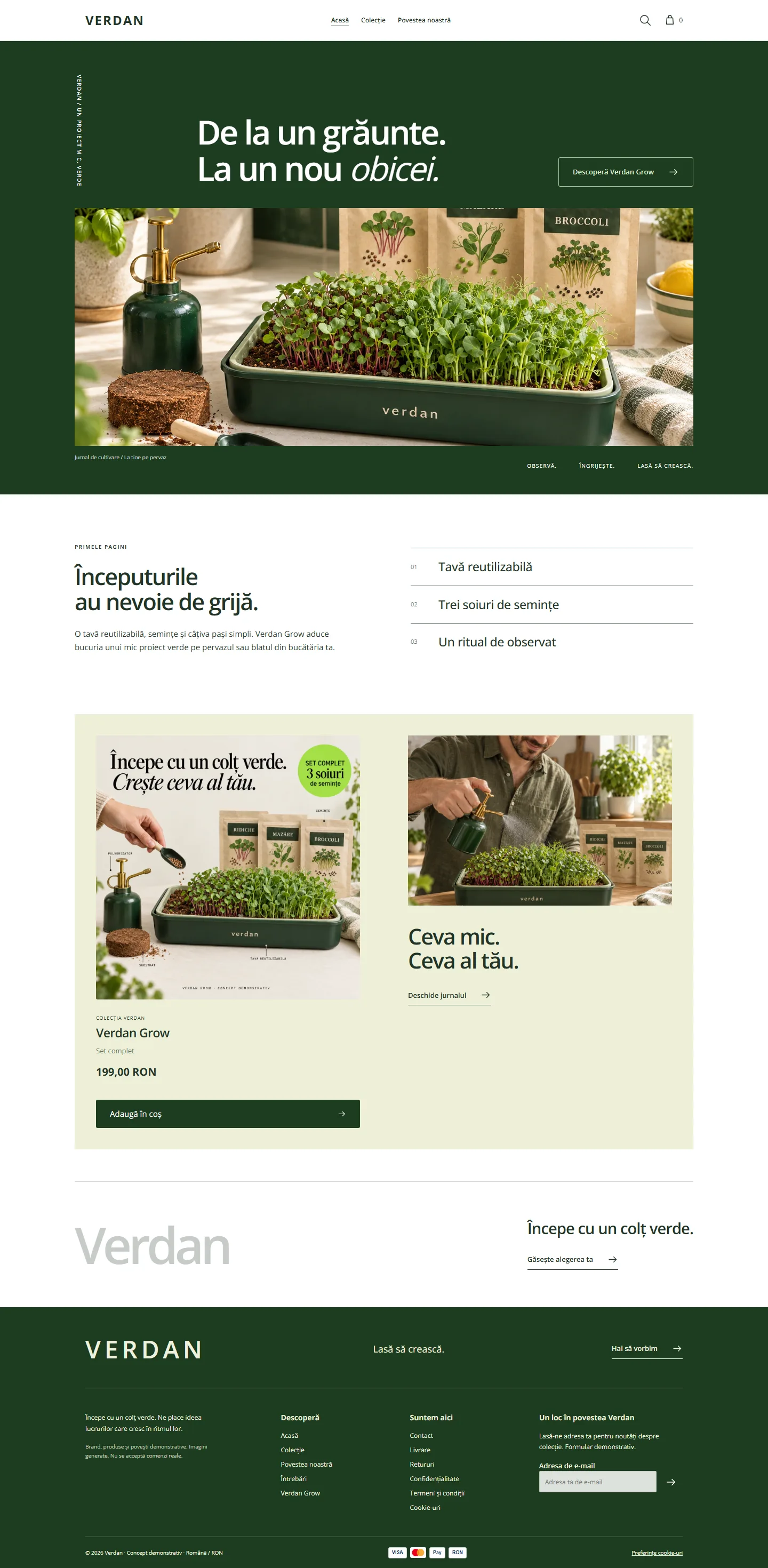 Verdan Grow — design demonstrativ complet